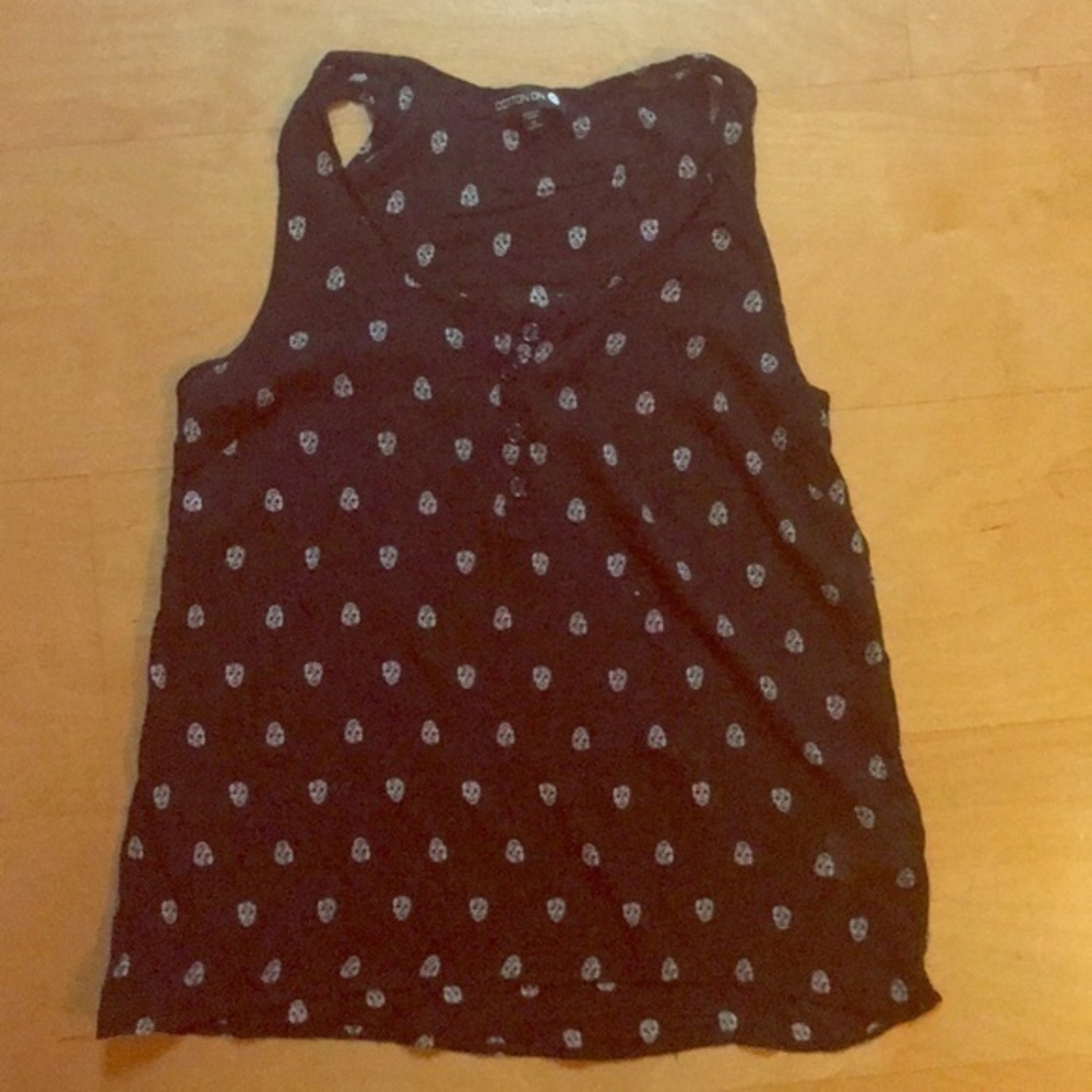 Black Cotton on Mini Skulls Top‎ XS